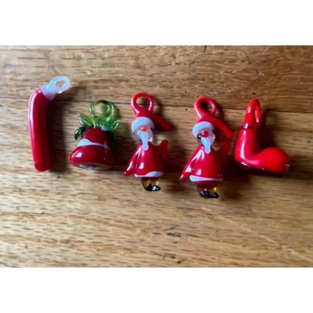 Hand Blown Art Glass Christmas Tree 12 Mini Glass Ornaments 6